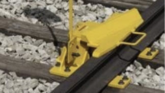 Descarrilador fijado con clavos a los durmientes